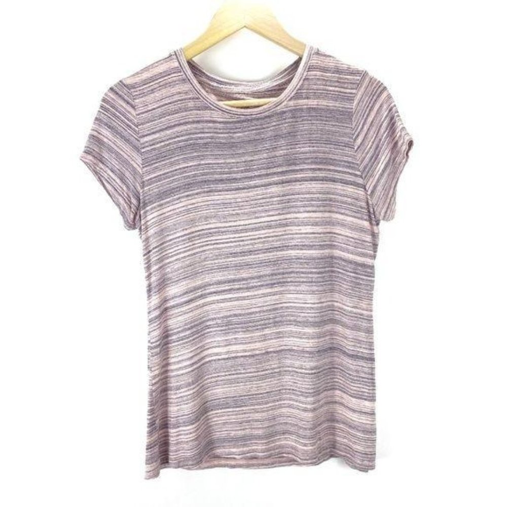 Apt. 9 Essentials T Shirt Pink And Gray Striped Size Small Short Sleeve